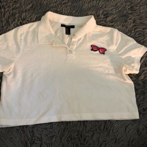 white cropped collared shirt